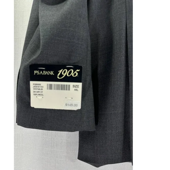 Jos. A. Bank 1905 Slim Fit Dark Grey 100% Wool Blazer Jacket Sport Coat 44L